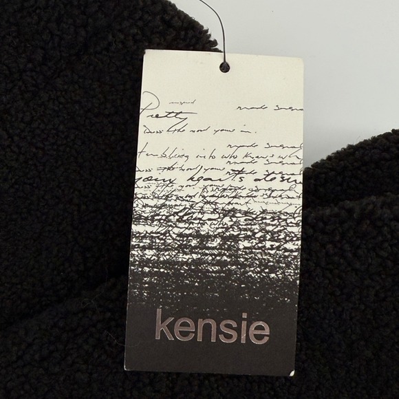 Kensie Womens Black Faux Fur Teddy Coat Double Breasted Pockets Warm Winter NEW - Picture 7 of 16